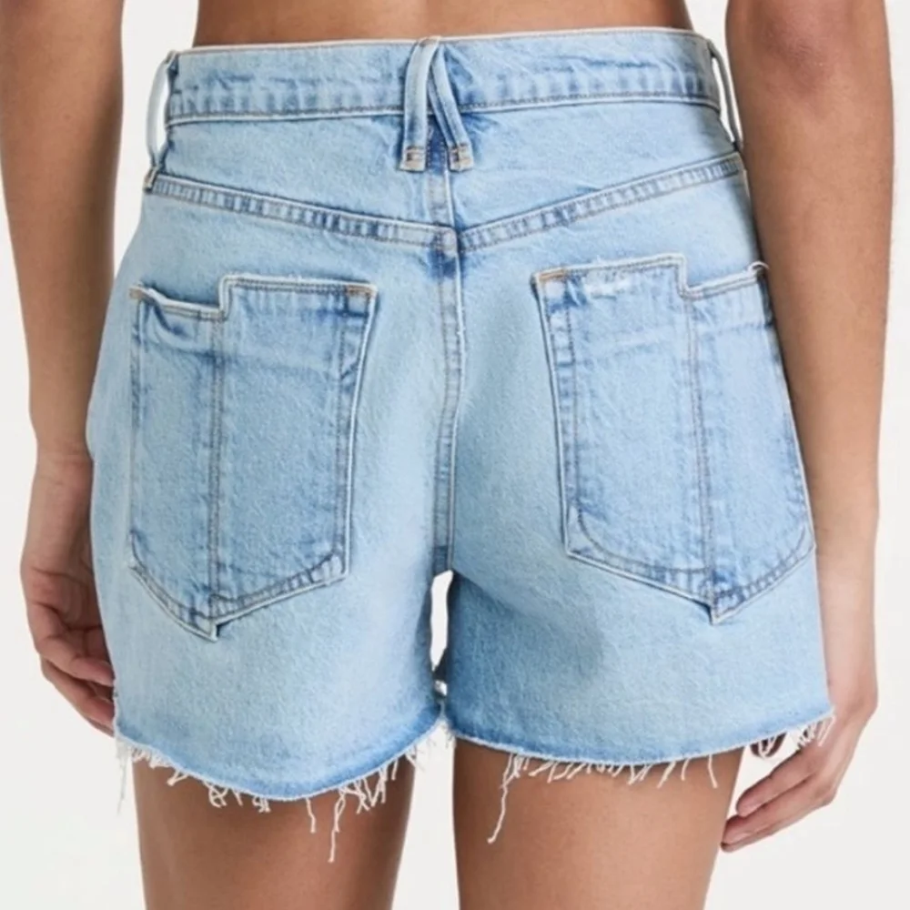 Good American Indigo Good 90's High Waist Denim Distressed Shorts